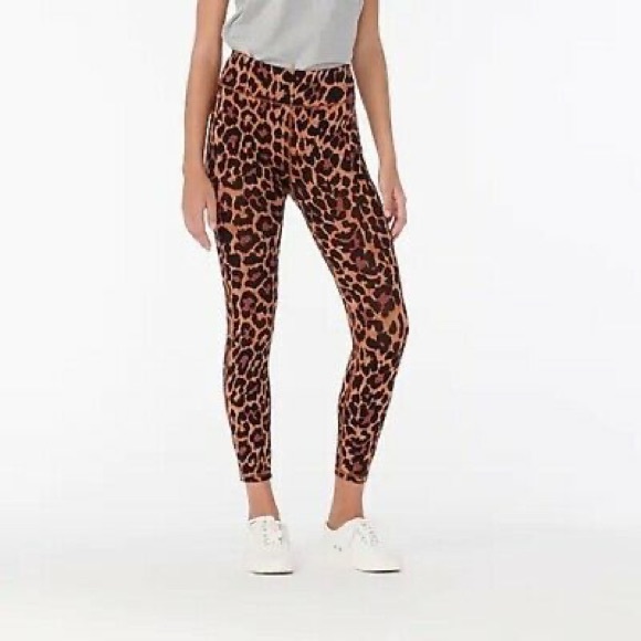 J.CREW 7/8 High-rise Leggings NWT Size Small Brown Black Leopsrd Print - Picture 5 of 12